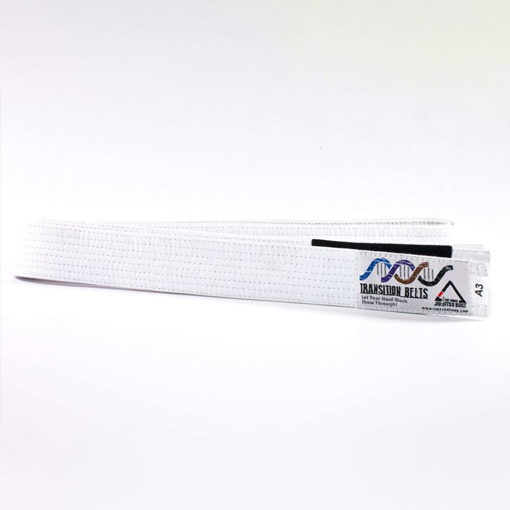 Brazilian Jiu-Jitsu Transition Belt – Adult – Fading Rank Design (White) - The Fight Hub