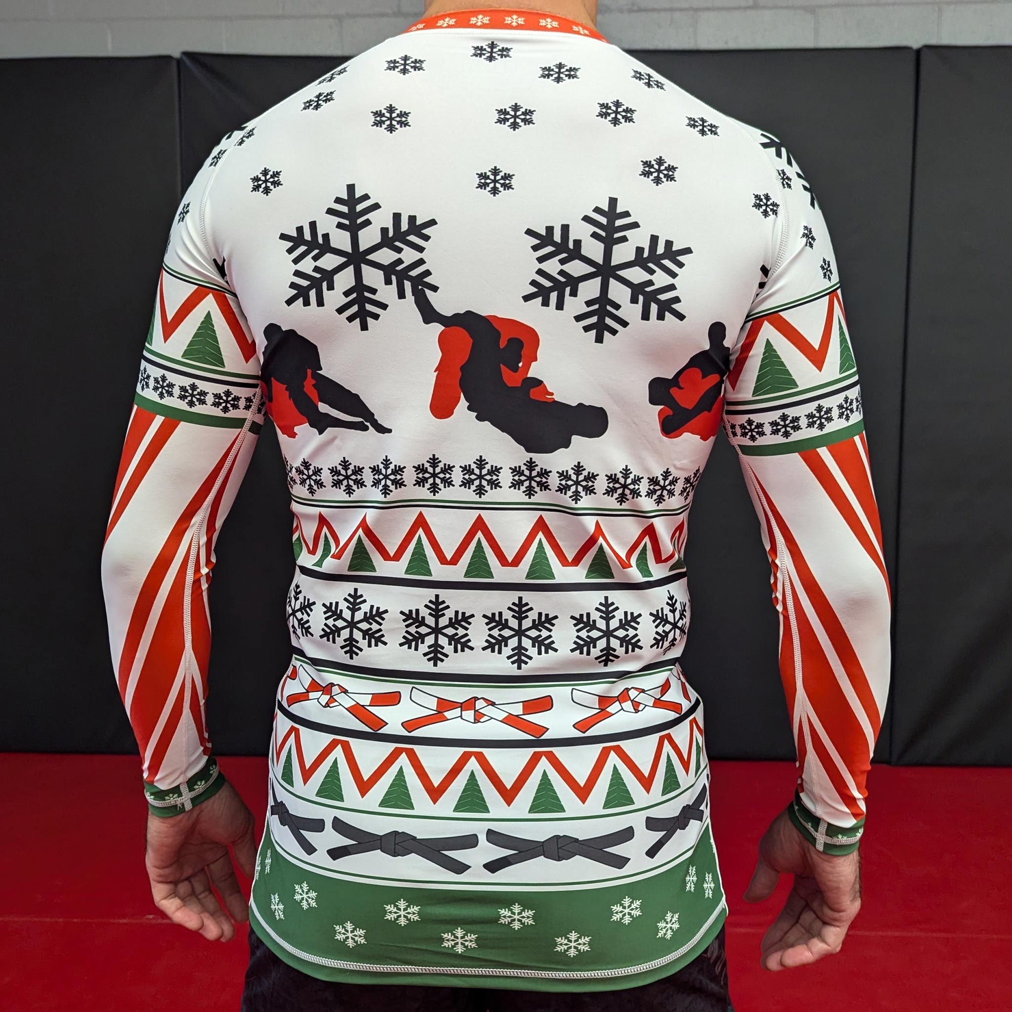 White X-Mas BJJ Rashguard – Long-Sleeve Training Shirt - The Fight Hub