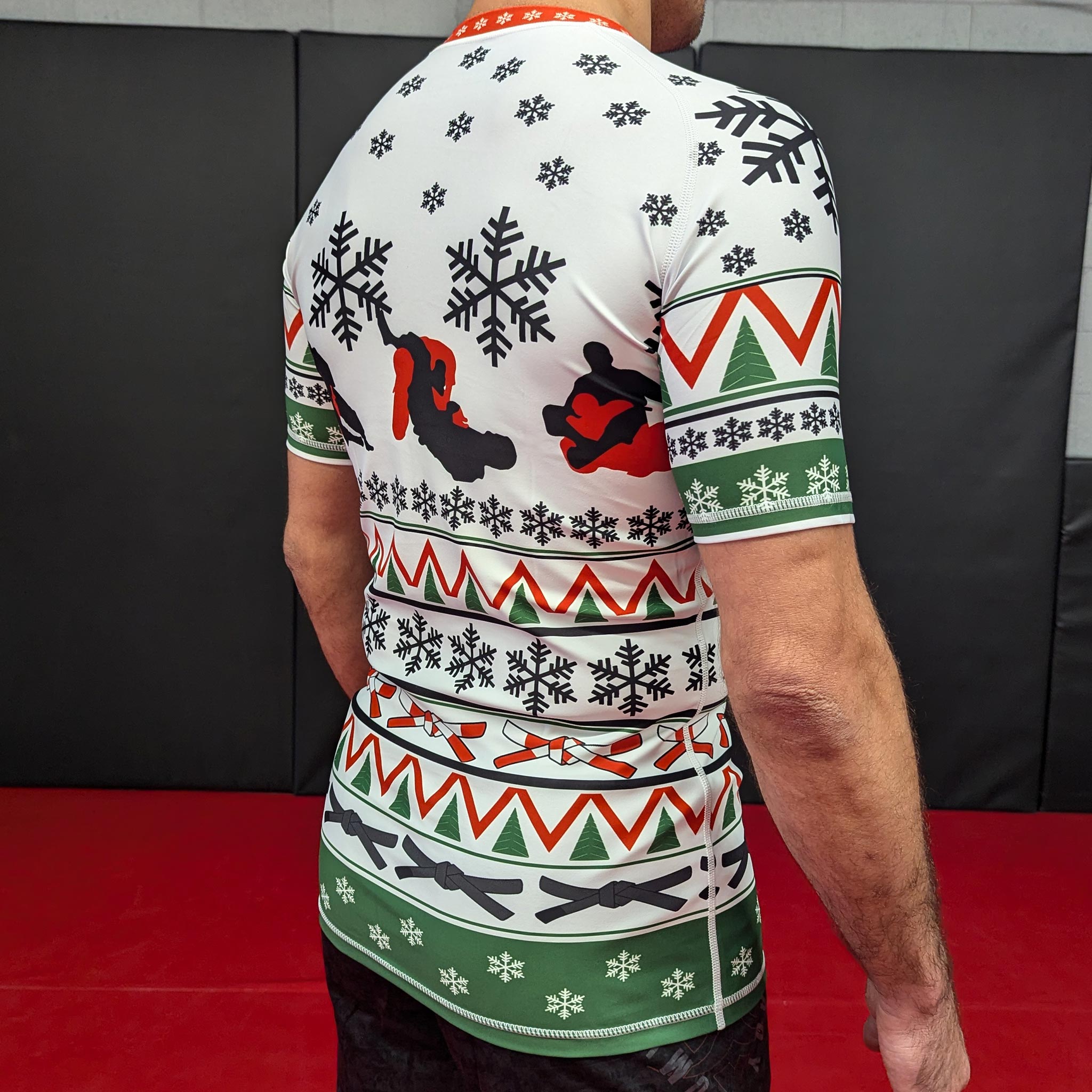 White X‑Mas BJJ Rashguard – Short‑Sleeve Holiday Grappling Shirt - The Fight Hub