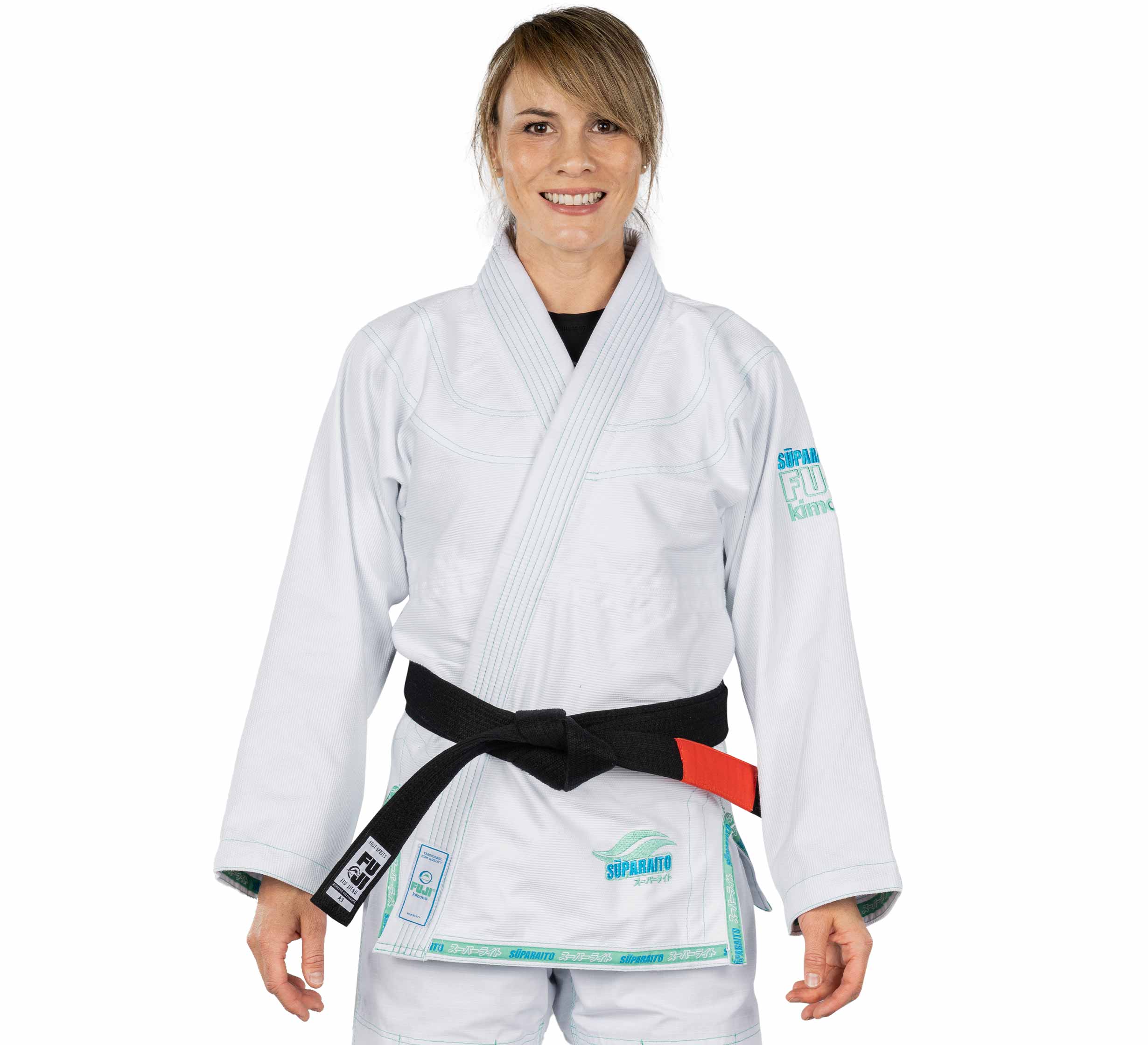Fuji Suparaito White and Teal Womens BJJ Gi - The Fight Hub