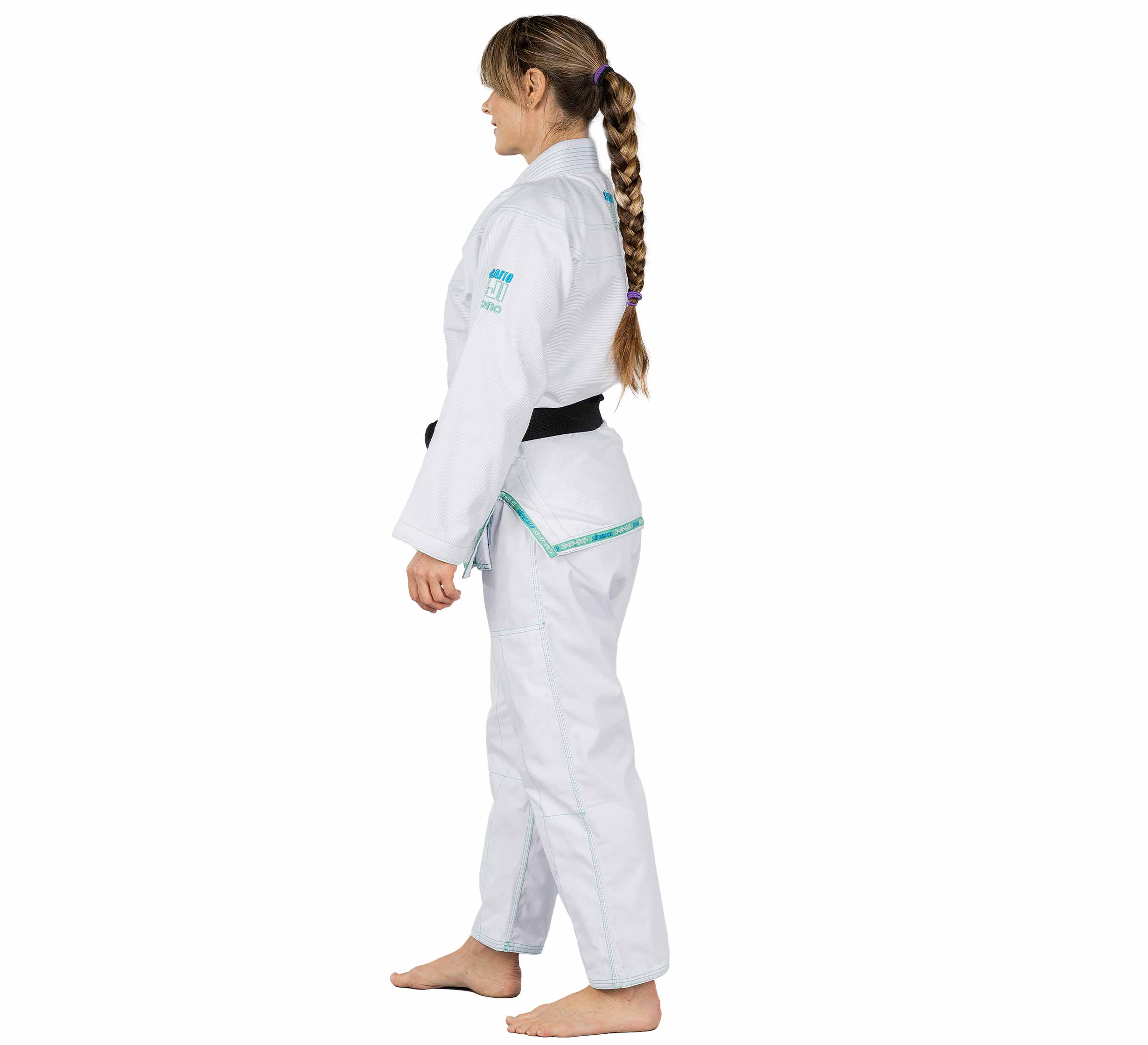 Fuji Suparaito White and Teal Womens BJJ Gi - The Fight Hub