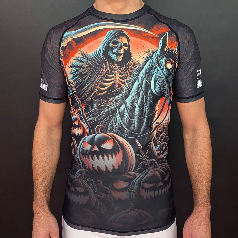 Halloween BJJ Rashguard – Grim Reaper Pumpkin Patch Short‑Sleeve - The Fight Hub