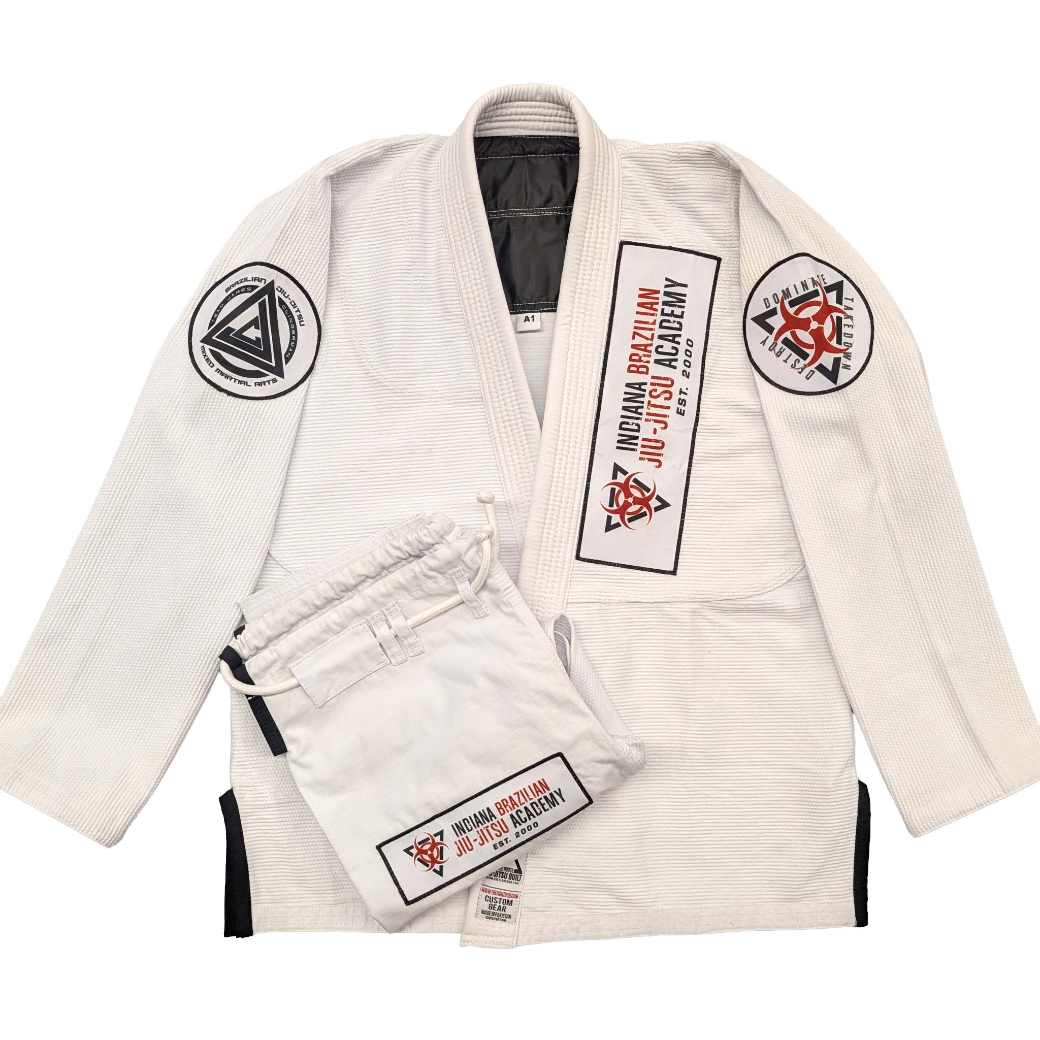 IBJJA White Gi w/ School Patches - The Fight Hub
