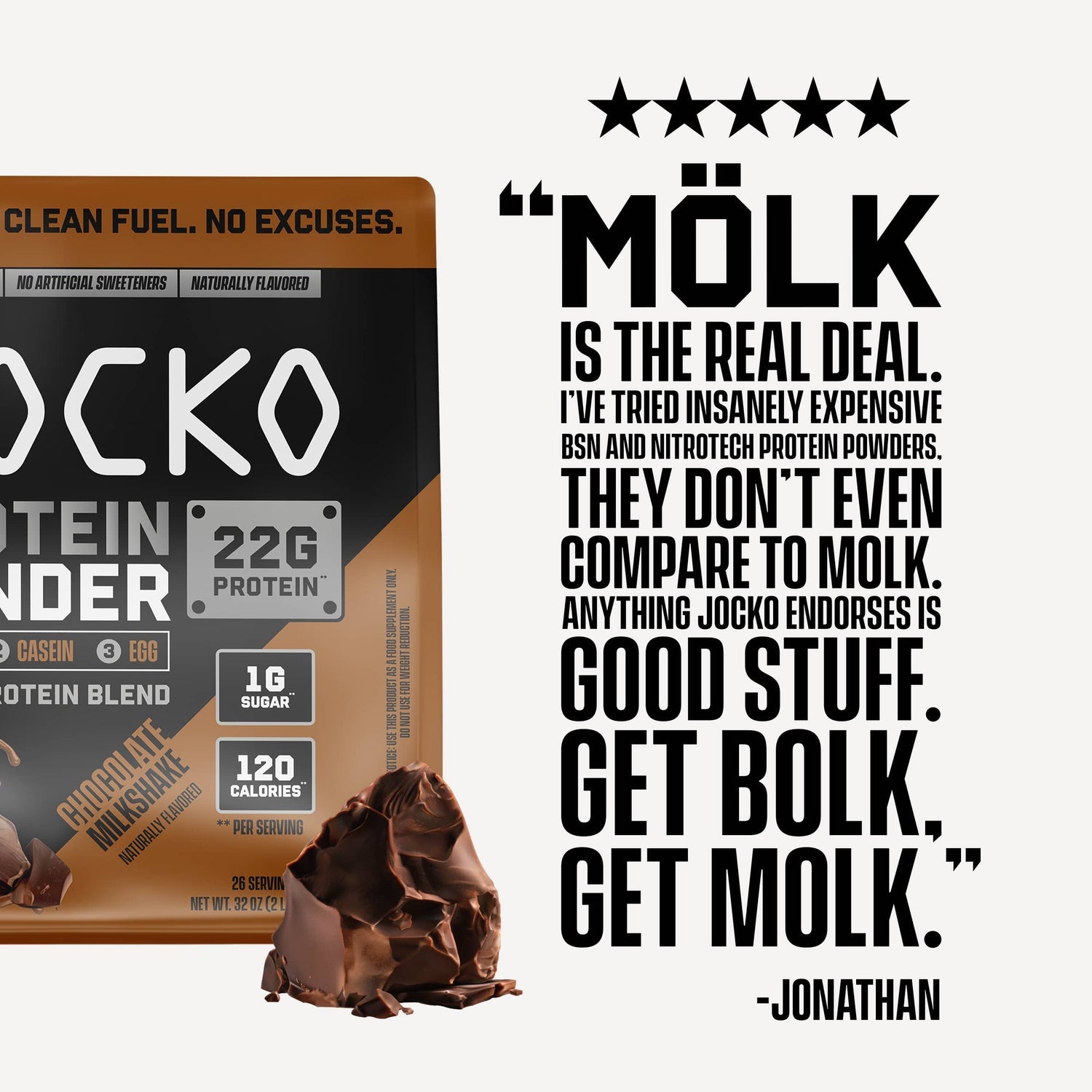 Jocko Fuel MÖLK Protein Powder - Chocolate Milkshake - The Fight Hub