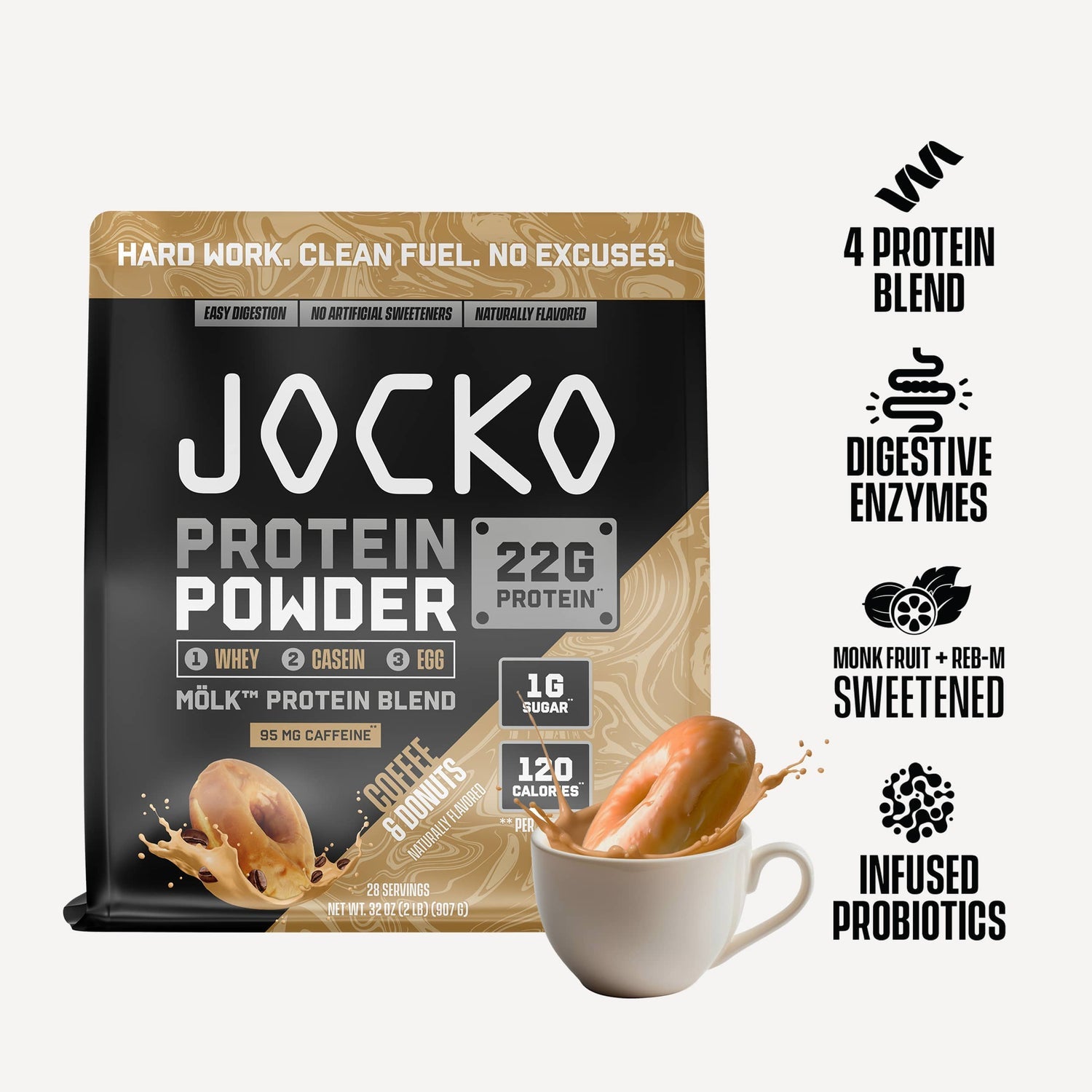 Jocko Fuel MÖLK Protein Powder - Coffee and Donuts - The Fight Hub