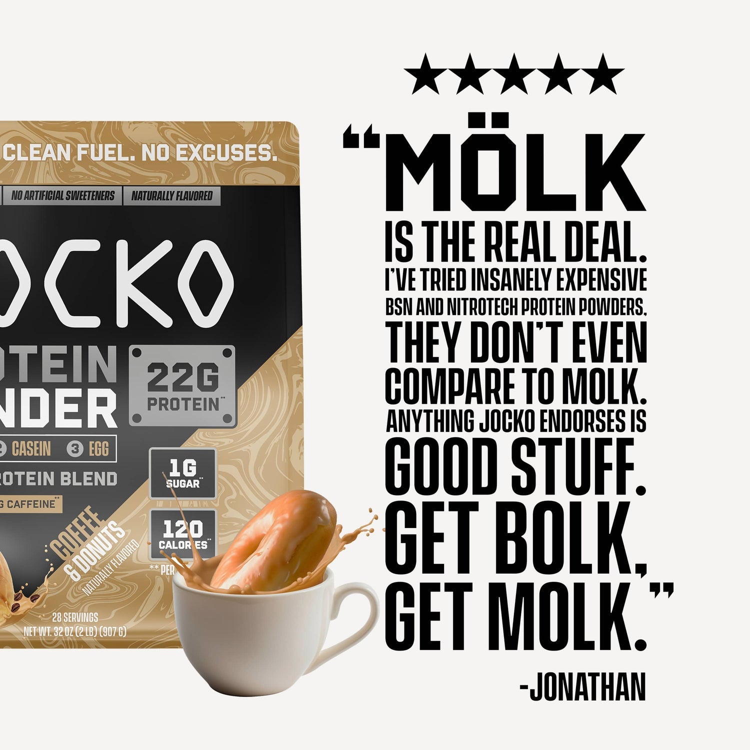 Jocko Fuel MÖLK Protein Powder - Coffee and Donuts - The Fight Hub