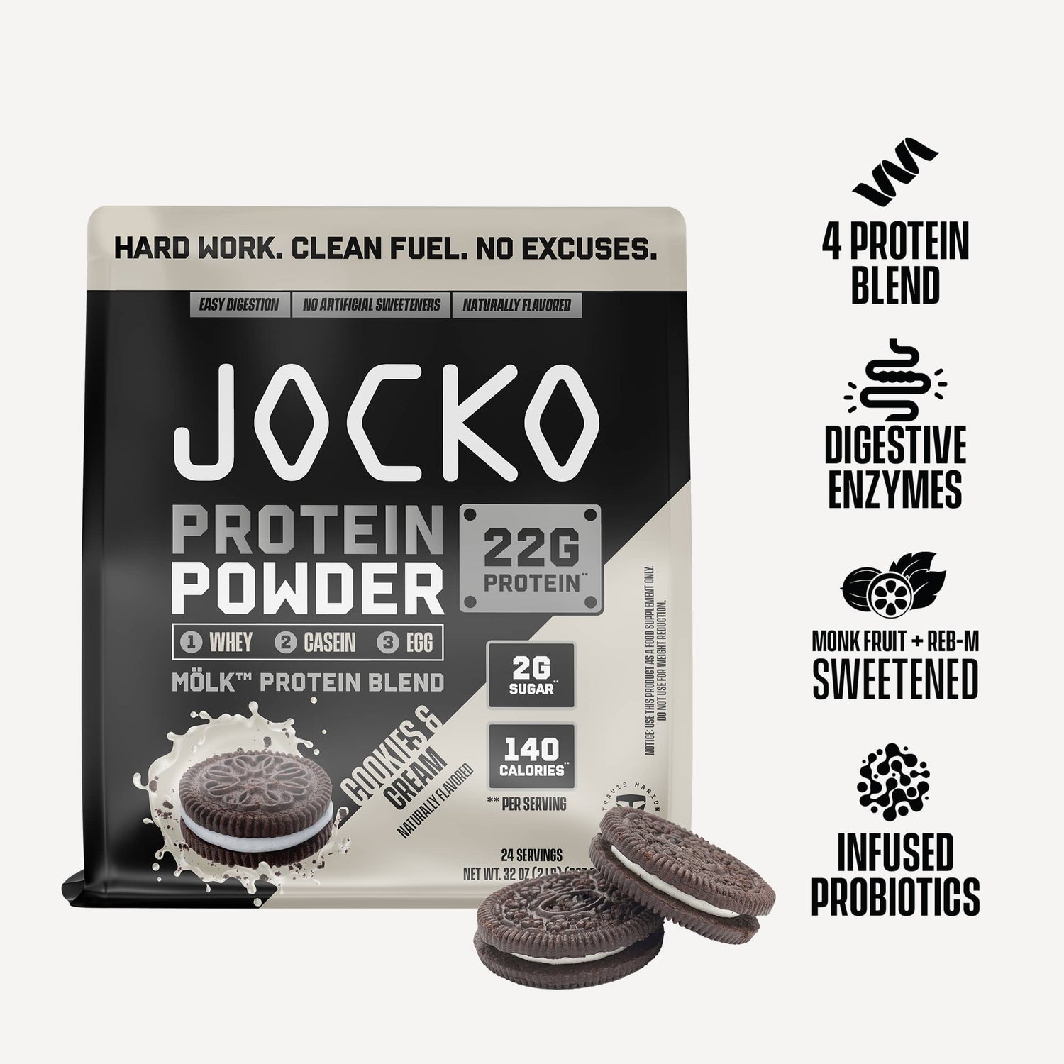 Jocko Fuel MÖLK Protein Powder - Cookies and Cream - The Fight Hub