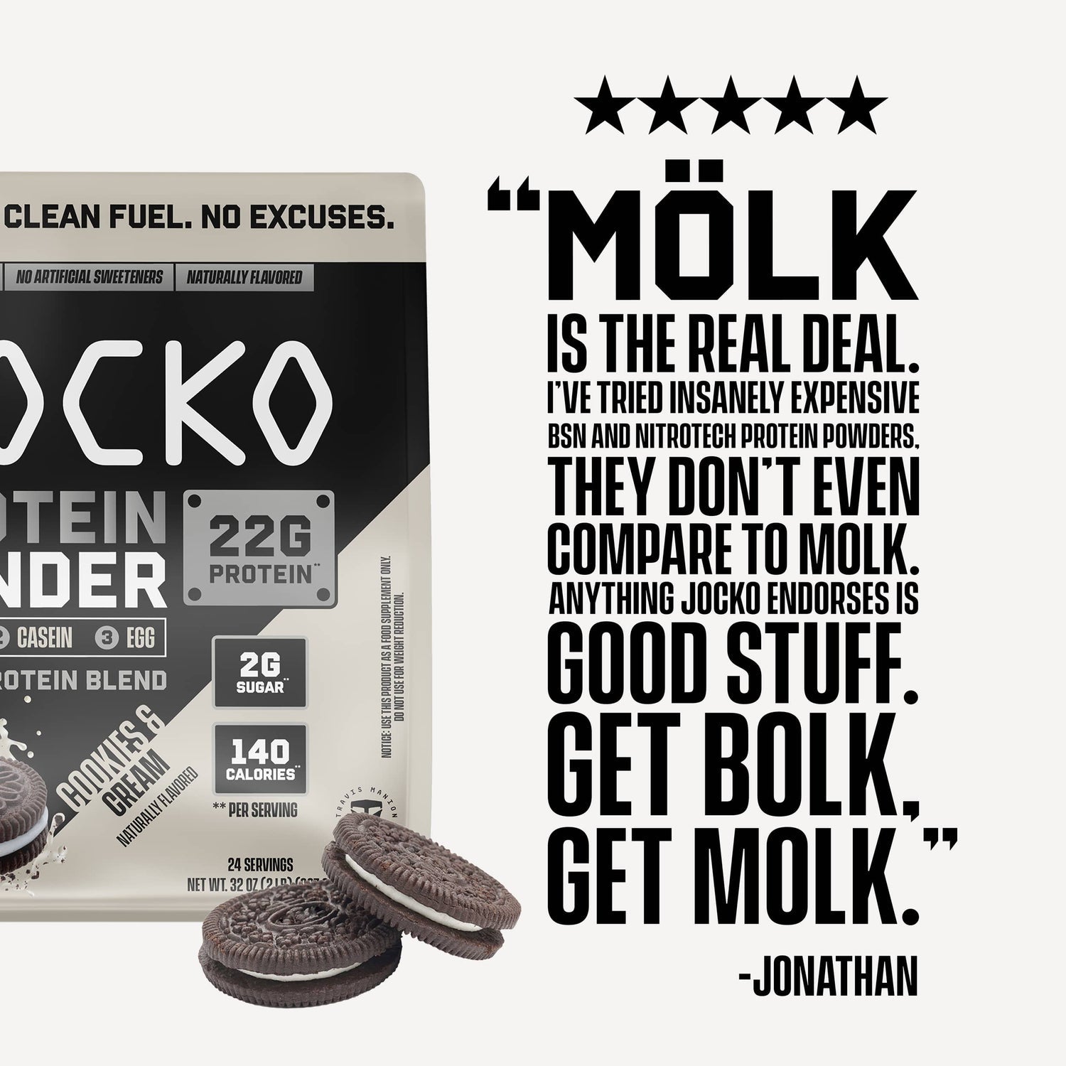 Jocko Fuel MÖLK Protein Powder - Cookies and Cream - The Fight Hub