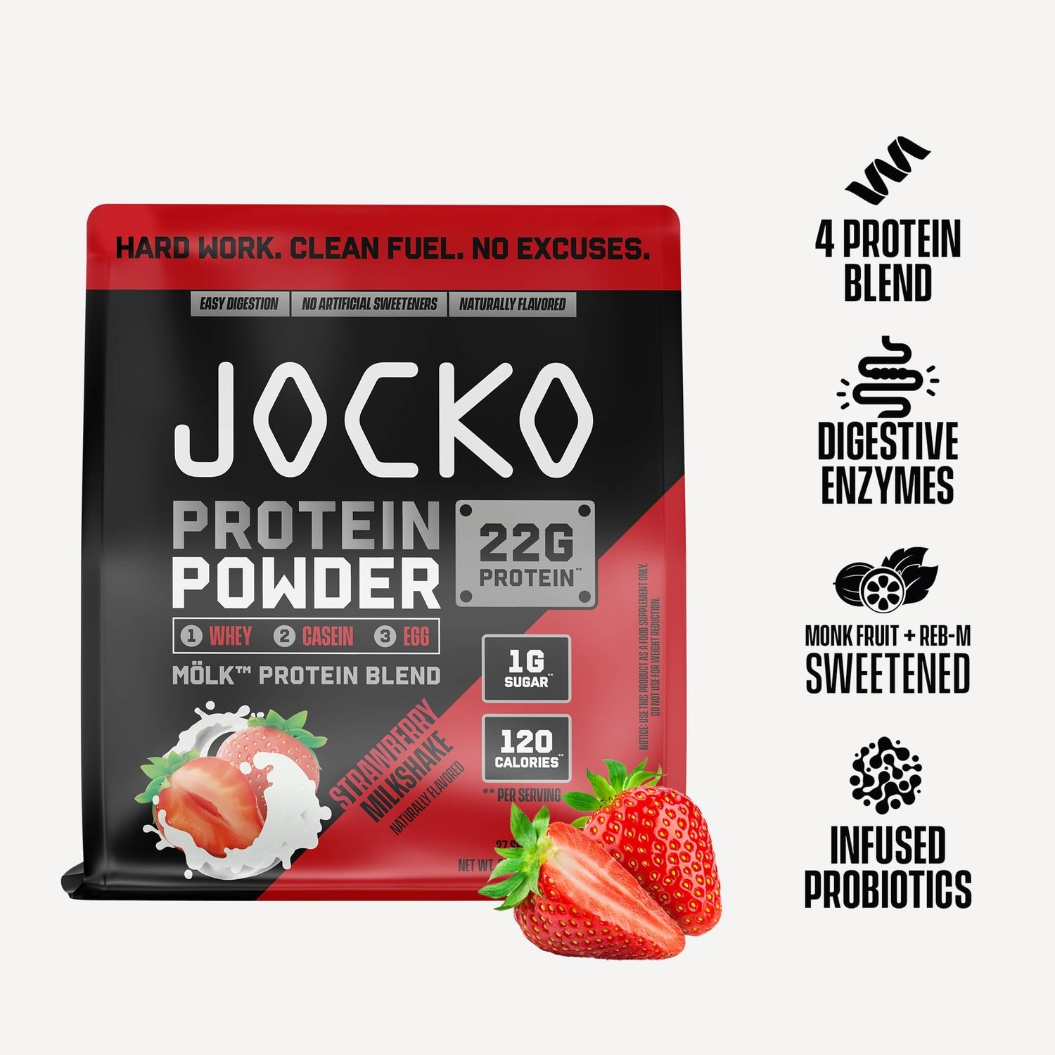 Jocko Fuel MÖLK Protein Powder - Strawberry Milkshake - The Fight Hub