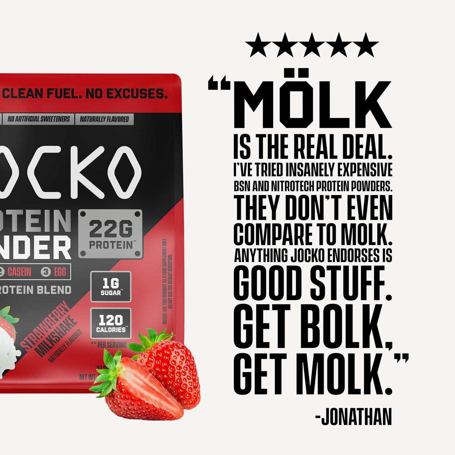 Jocko Fuel MÖLK Protein Powder - Strawberry Milkshake - The Fight Hub