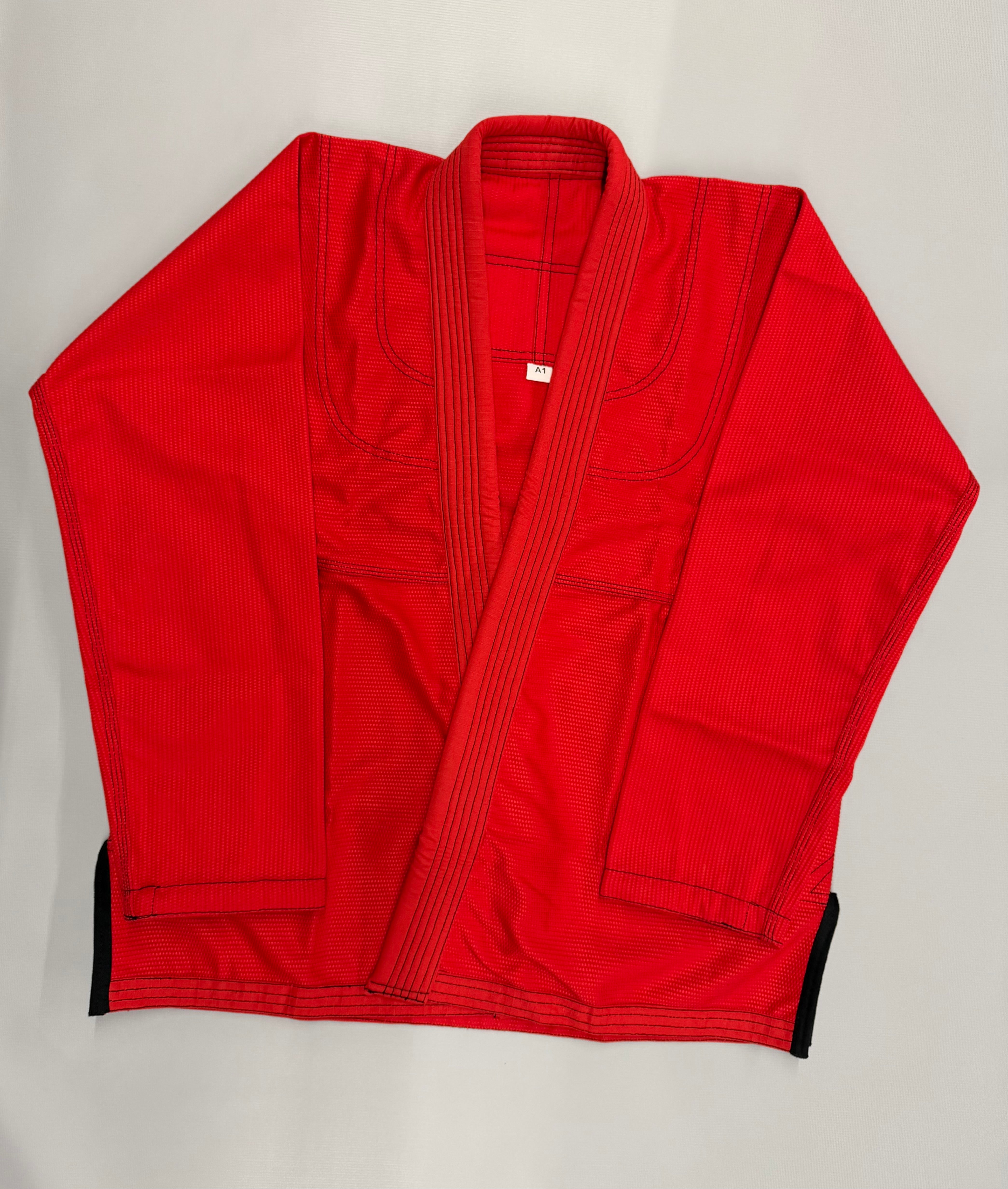 Pearl Weave BJJ Gi – Adult (Red with Black Contrast Stitching)