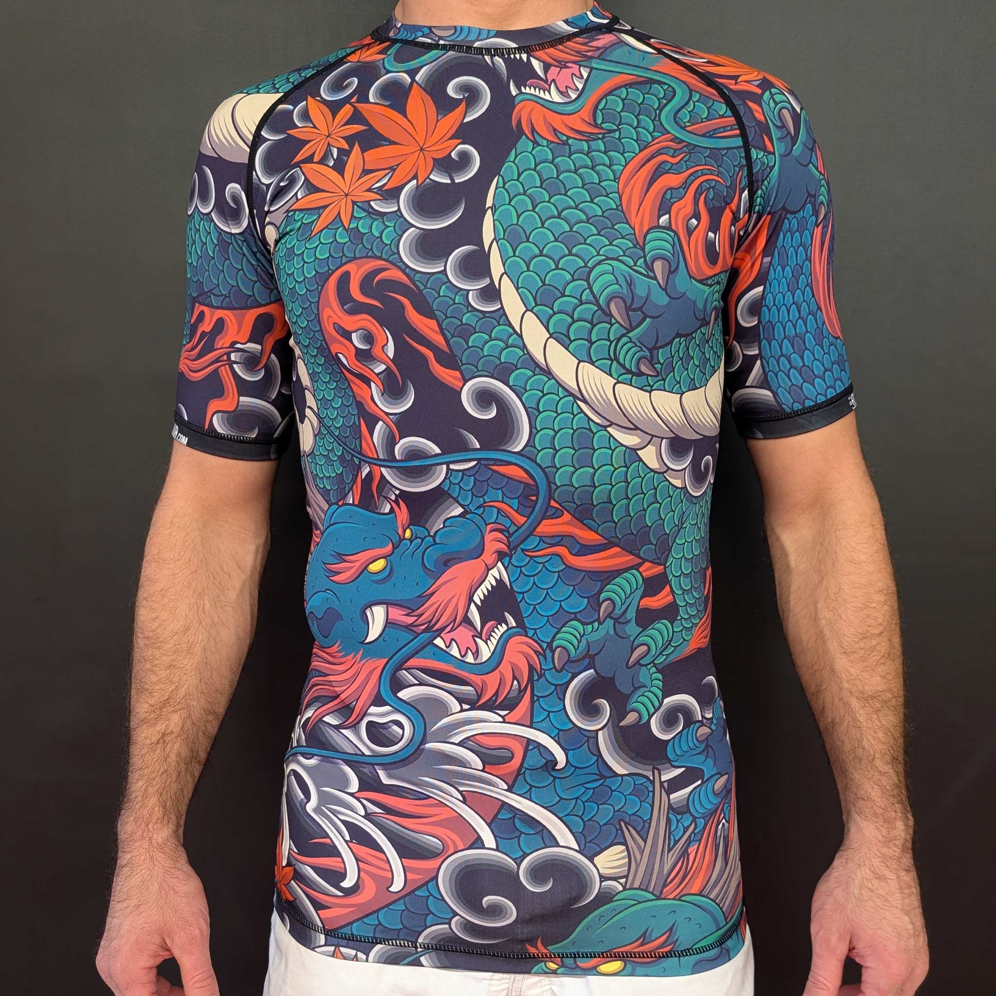 Japanese Dragon BJJ Rashguard – Short‑Sleeve Training Shirt - The Fight Hub