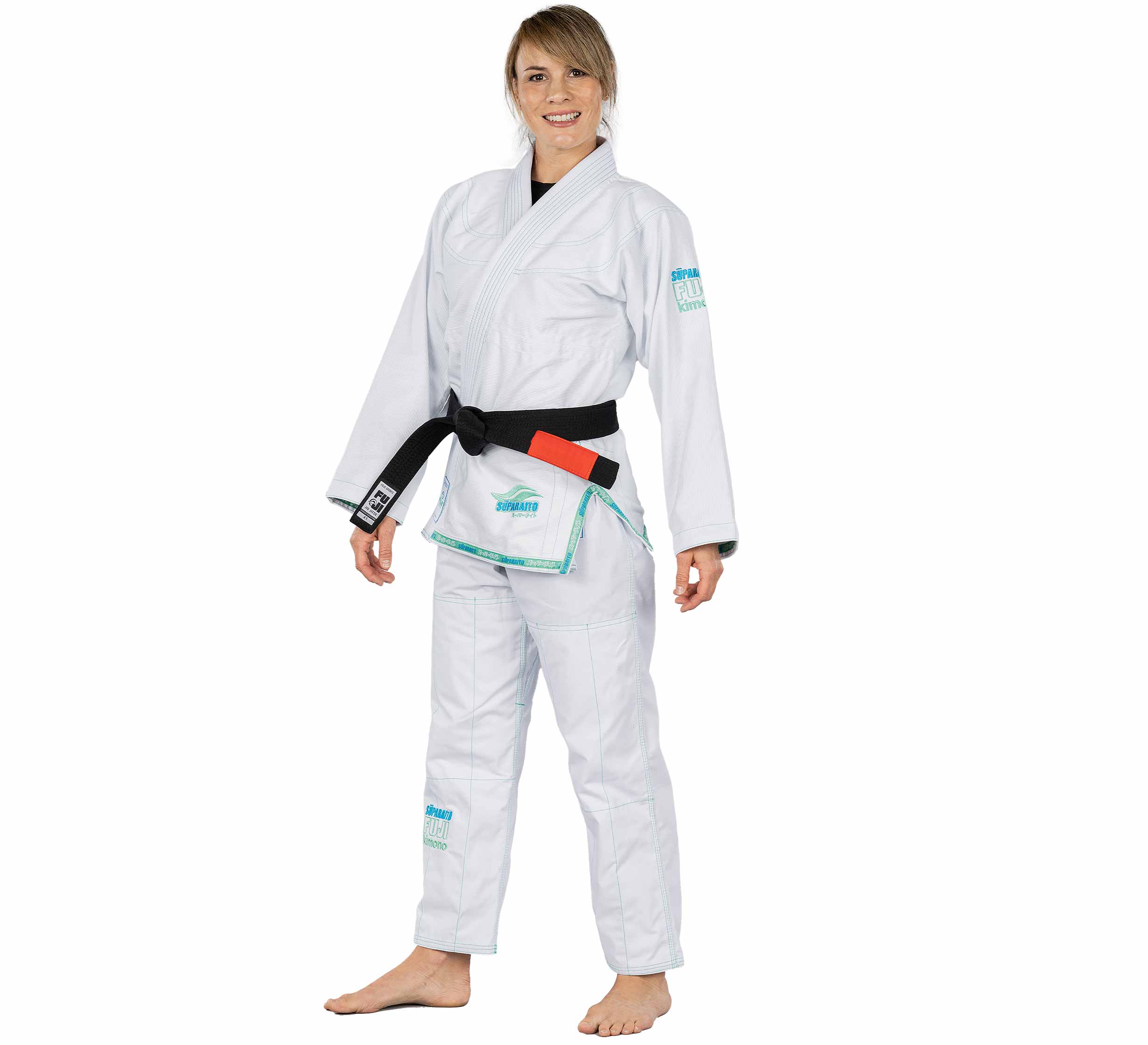 Fuji Suparaito White and Teal Womens BJJ Gi - The Fight Hub