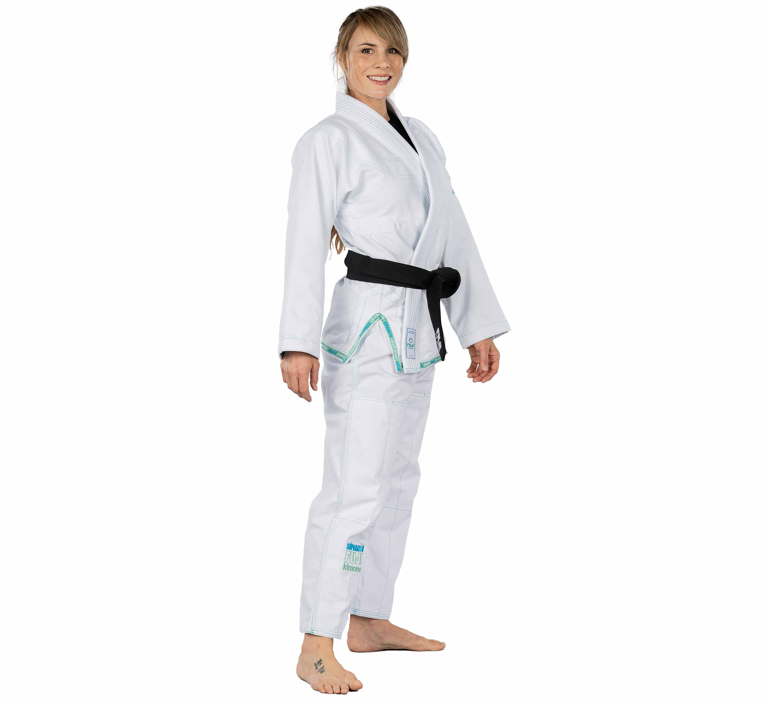 Fuji Suparaito White and Teal Womens BJJ Gi - The Fight Hub