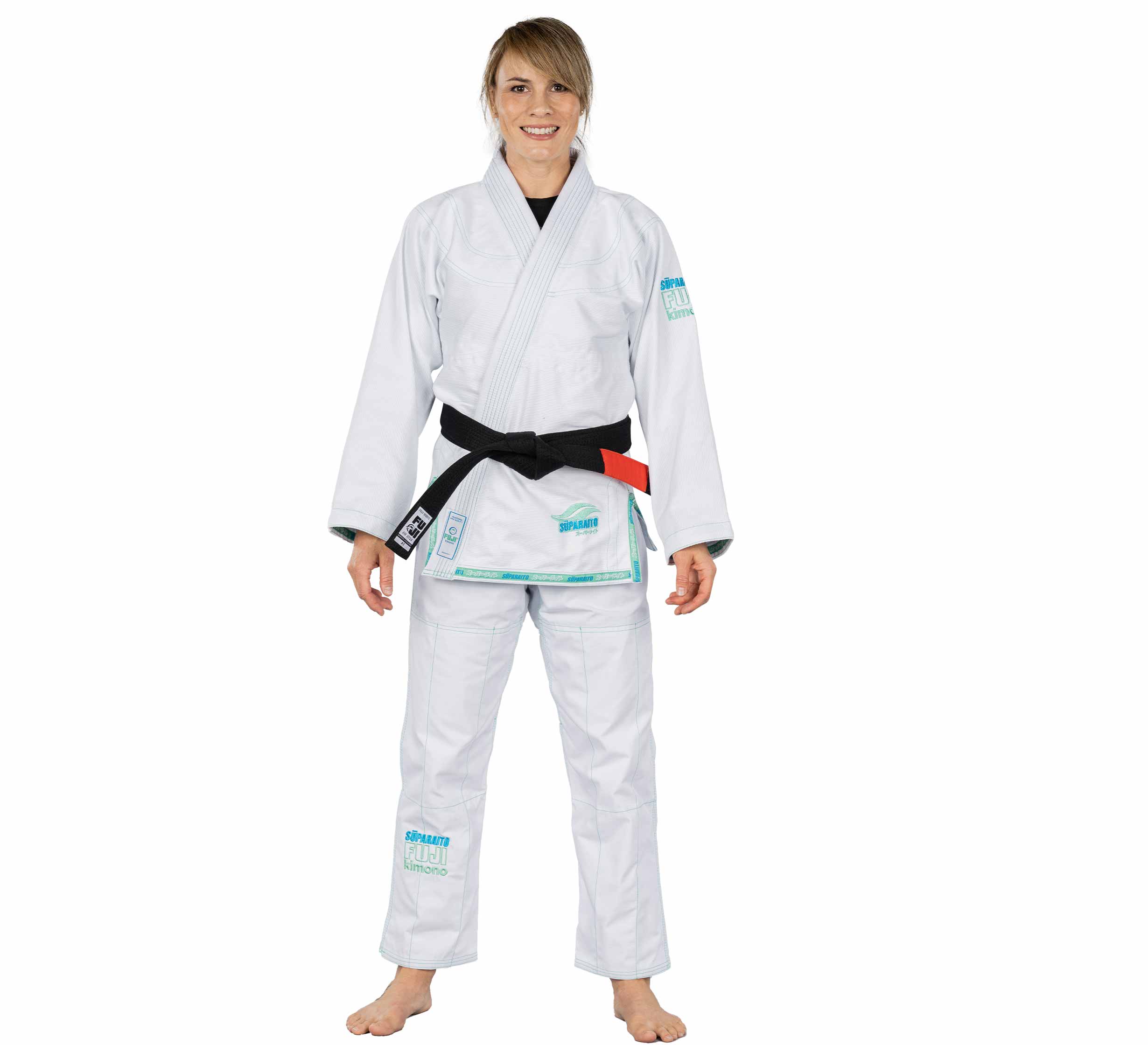 Fuji Suparaito White and Teal Womens BJJ Gi - The Fight Hub