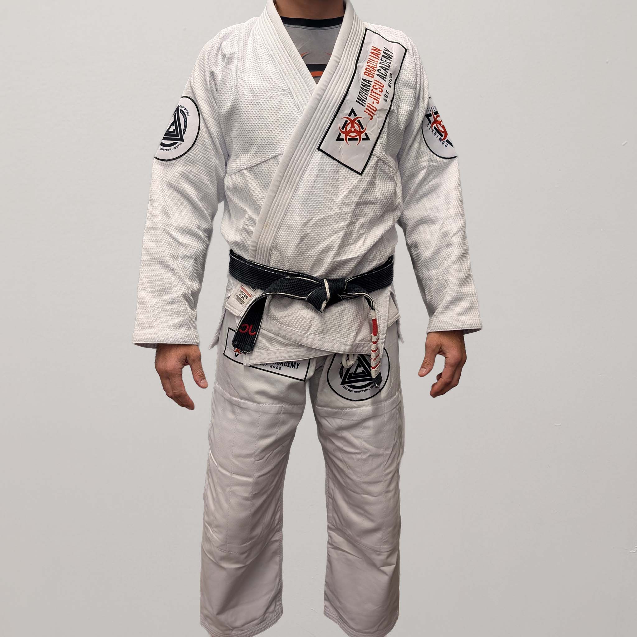 IBJJA White Gi w/ School Patches 2025 - Gold Weave