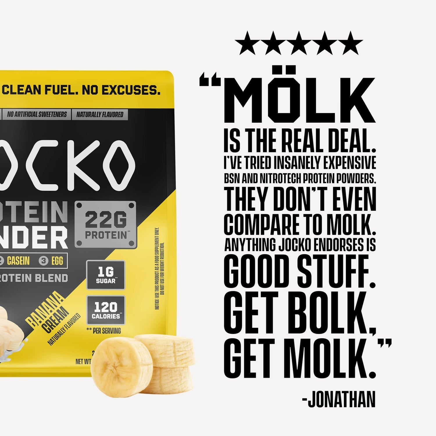 Jocko Fuel MÖLK Protein Powder - Banana Cream - The Fight Hub
