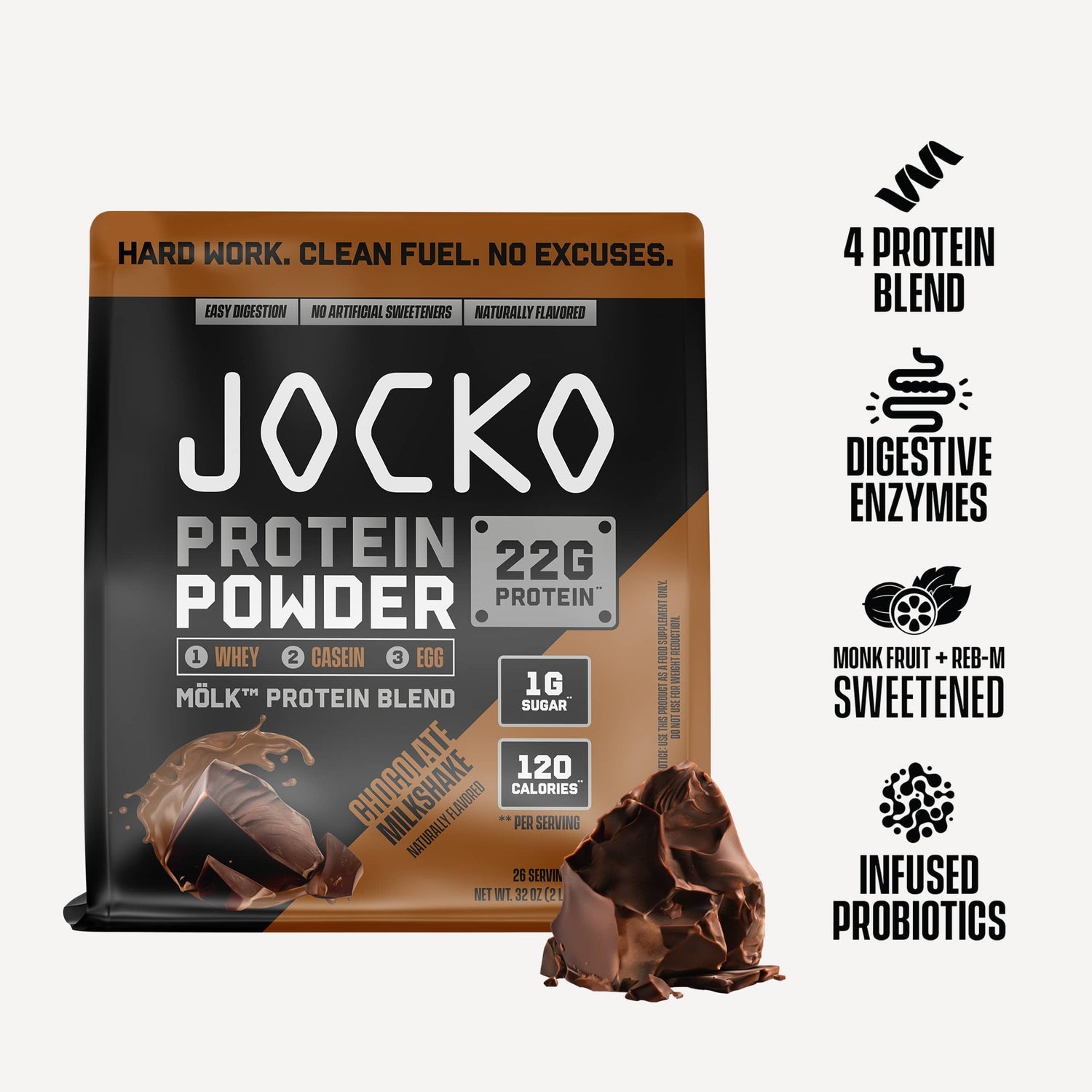 Jocko Fuel MÖLK Protein Powder - Chocolate Milkshake - The Fight Hub