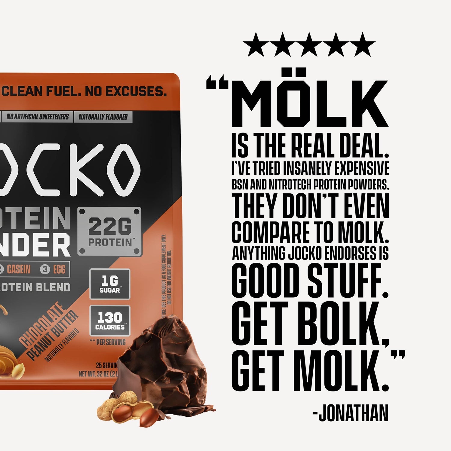 Jocko Fuel MÖLK Protein Powder - Chocolate and Peanut Butter - The Fight Hub