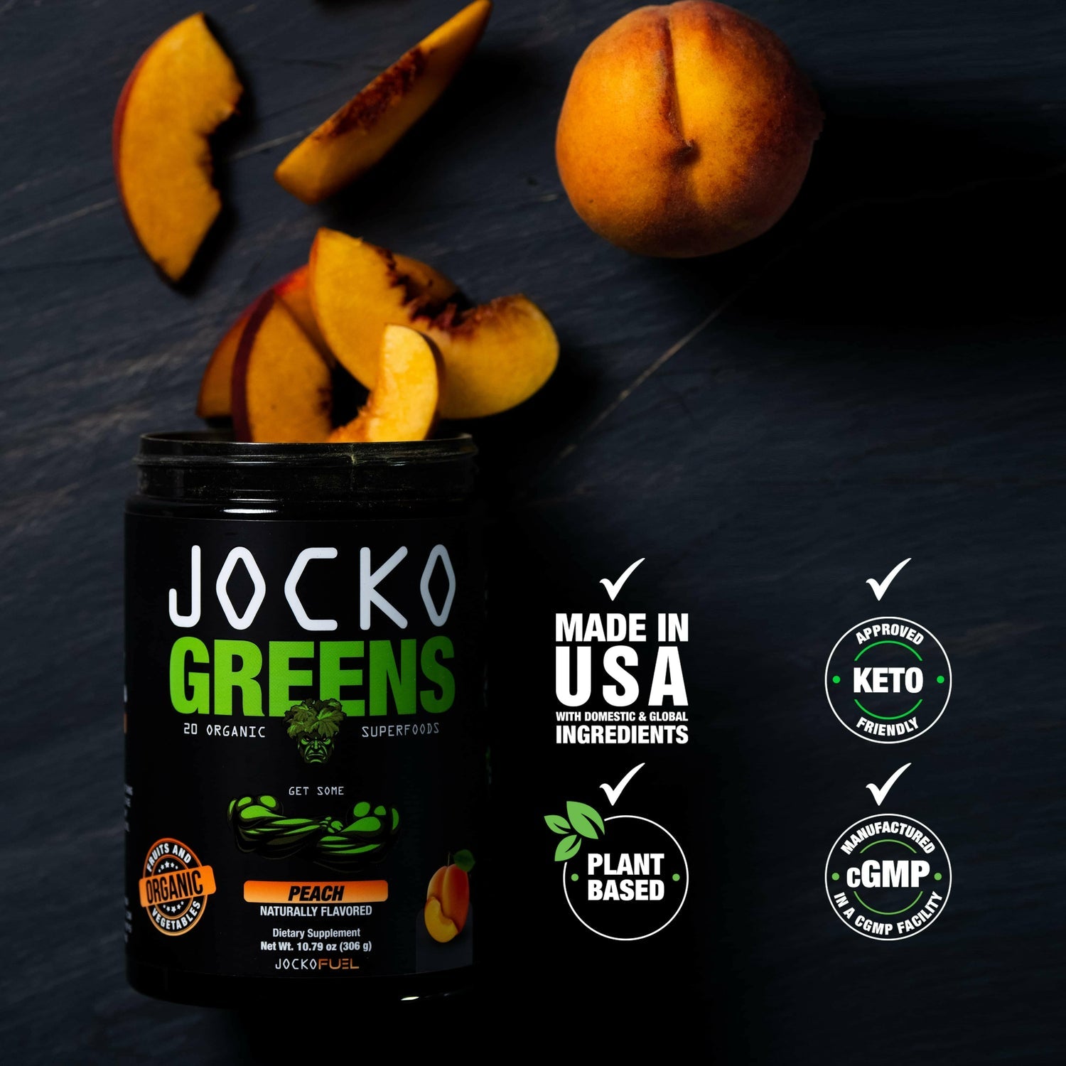 Jocko Fuel - Jocko Greens - Peach - The Fight Hub