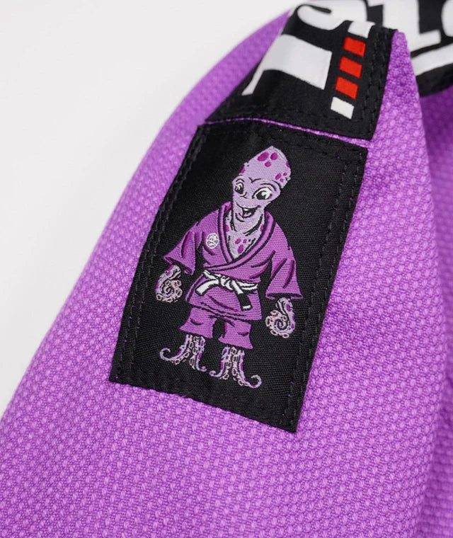 Kids Mini Grapplers Gi (Purple) Close up of Octopus Patch on Sleeve
The Fight Hub