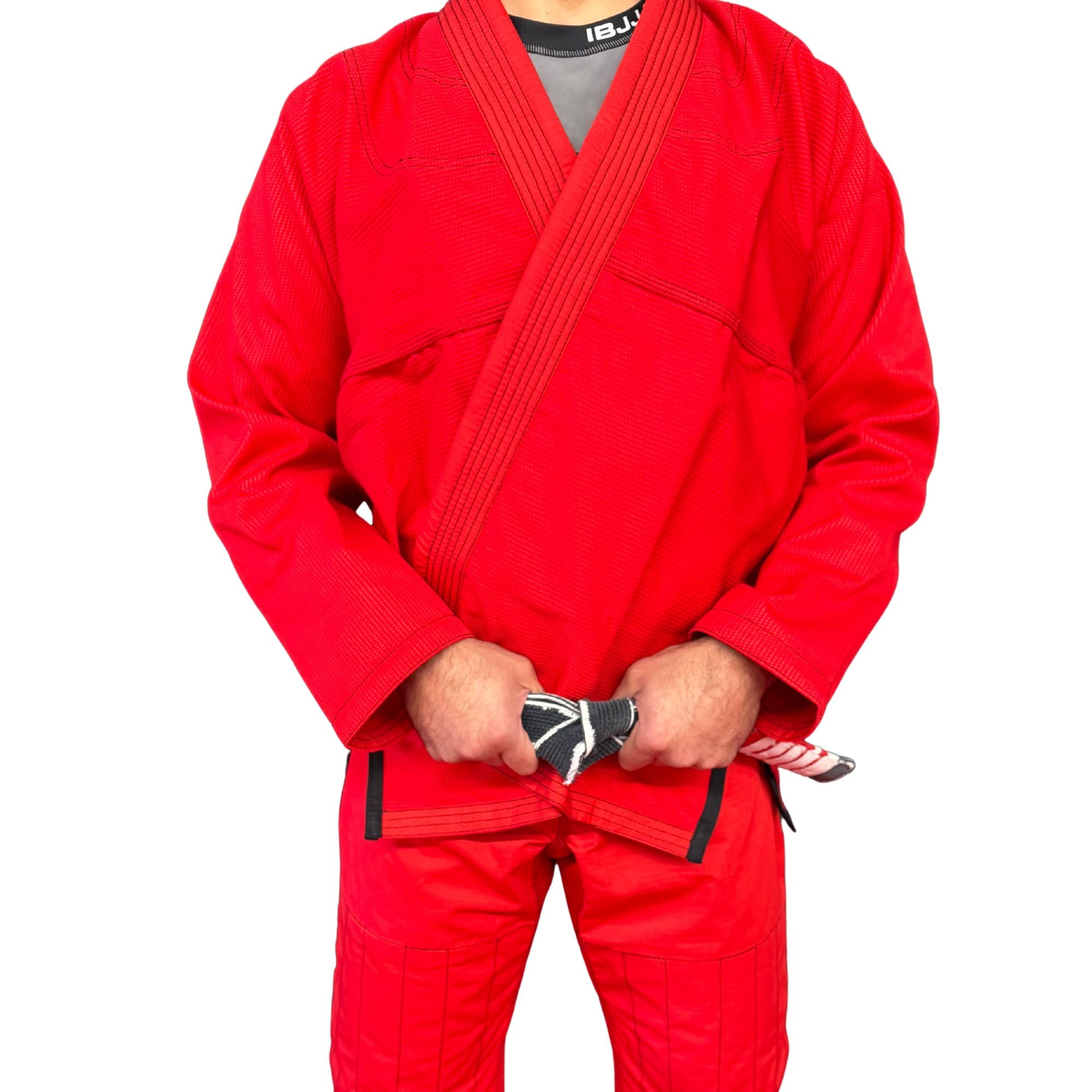 Pearl Weave BJJ Gi – Adult (Red with Black Contrast Stitching)
