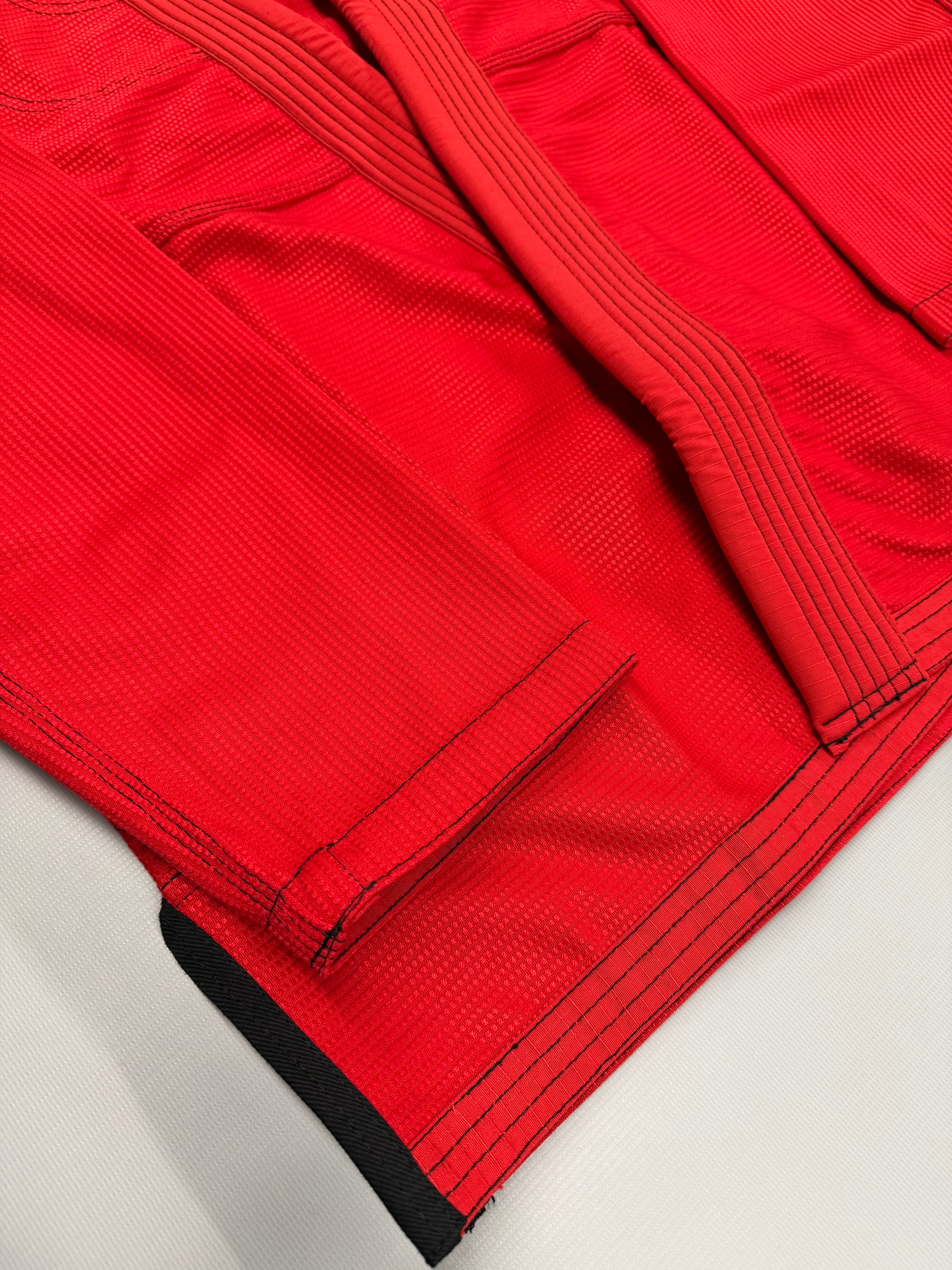 Pearl Weave BJJ Gi – Adult (Red with Black Contrast Stitching)