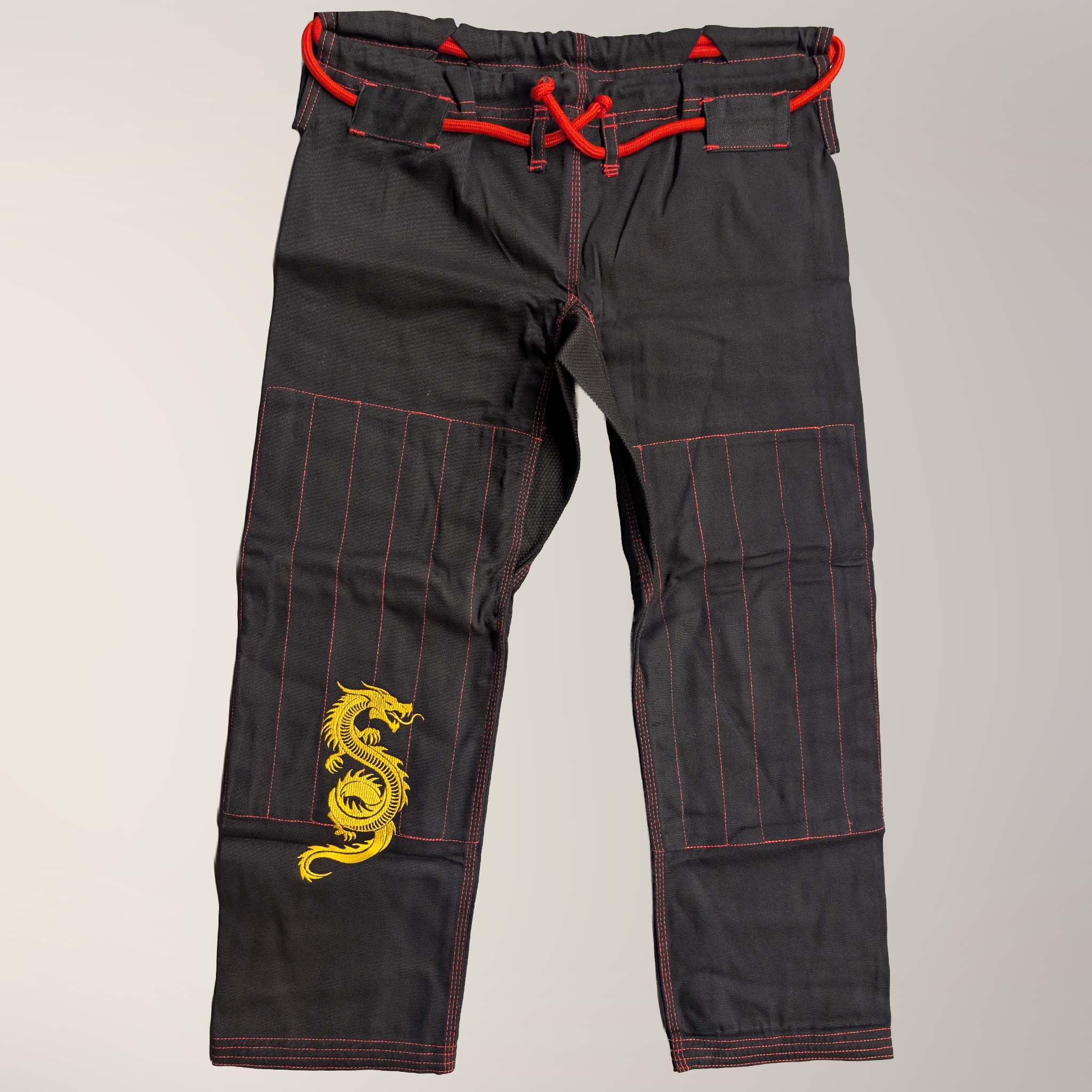 Kumite - Black BJJ Gi Pants with Gold Dragon - The Fight Hub